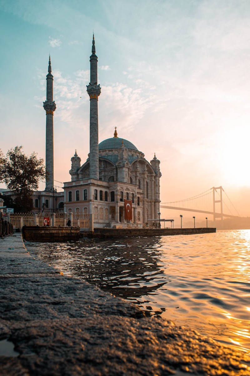 mosque near the body of water